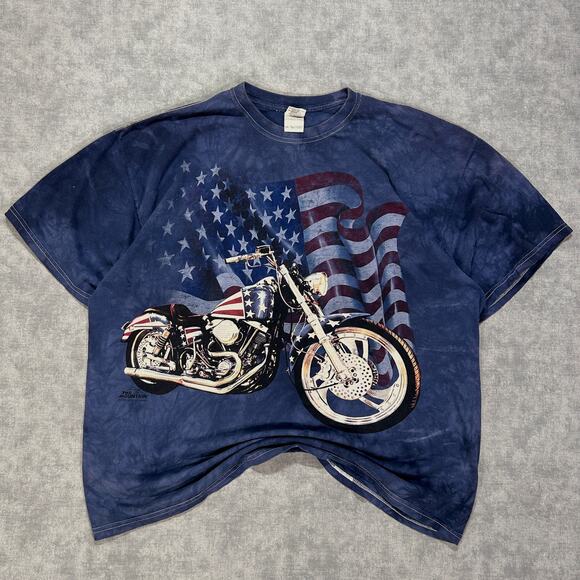 Gildan Other - Gildan The Mountain USA flag motorcycle graphic 2008 streetwear Y2K tee mens XXL